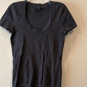 Ann Taylor Women’s Scoop Neck Short Sleeve Tee - Dark Gray
